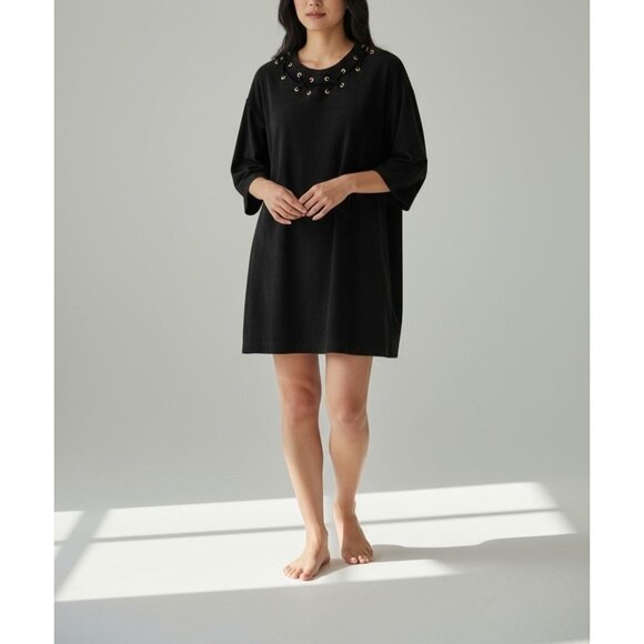 Zara Black Grommet Lace-Up Tunic Dress Size S - Picture 1 of 13